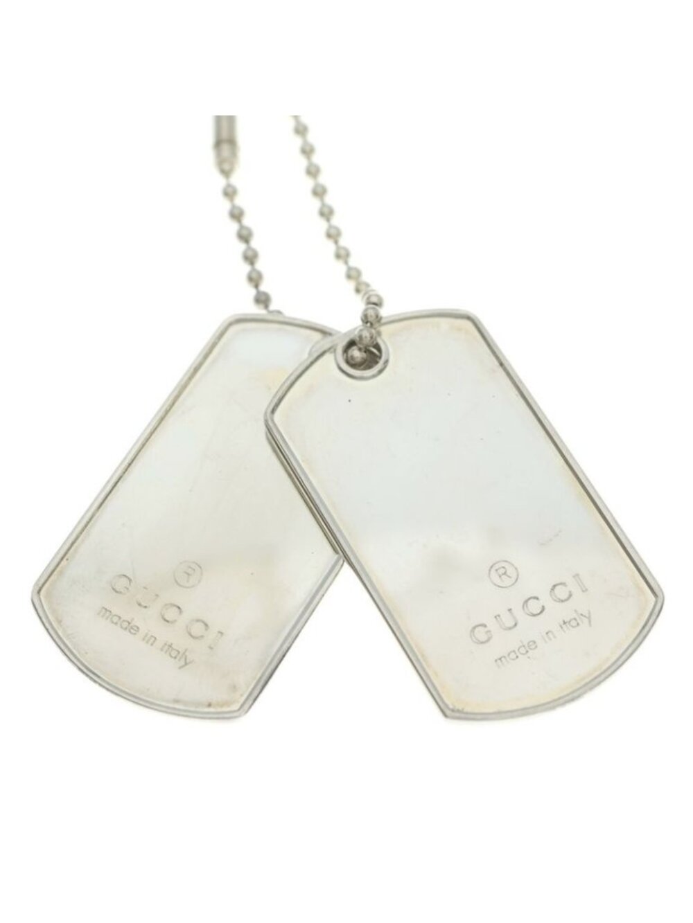 Gucci Double Dog Tag Chain Pendant Necklace Silver - Picture 3 of 6